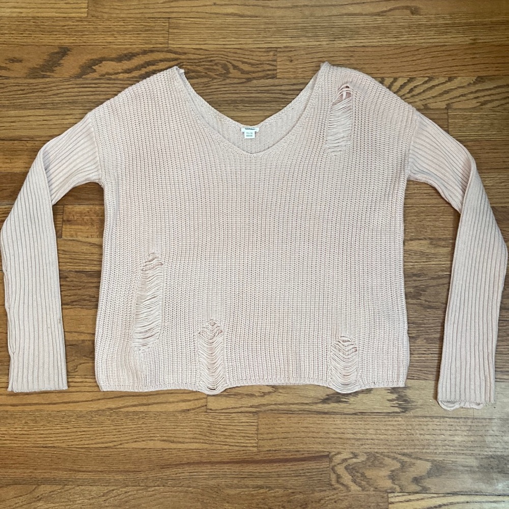 Light Pink Garage Sweater with Rips